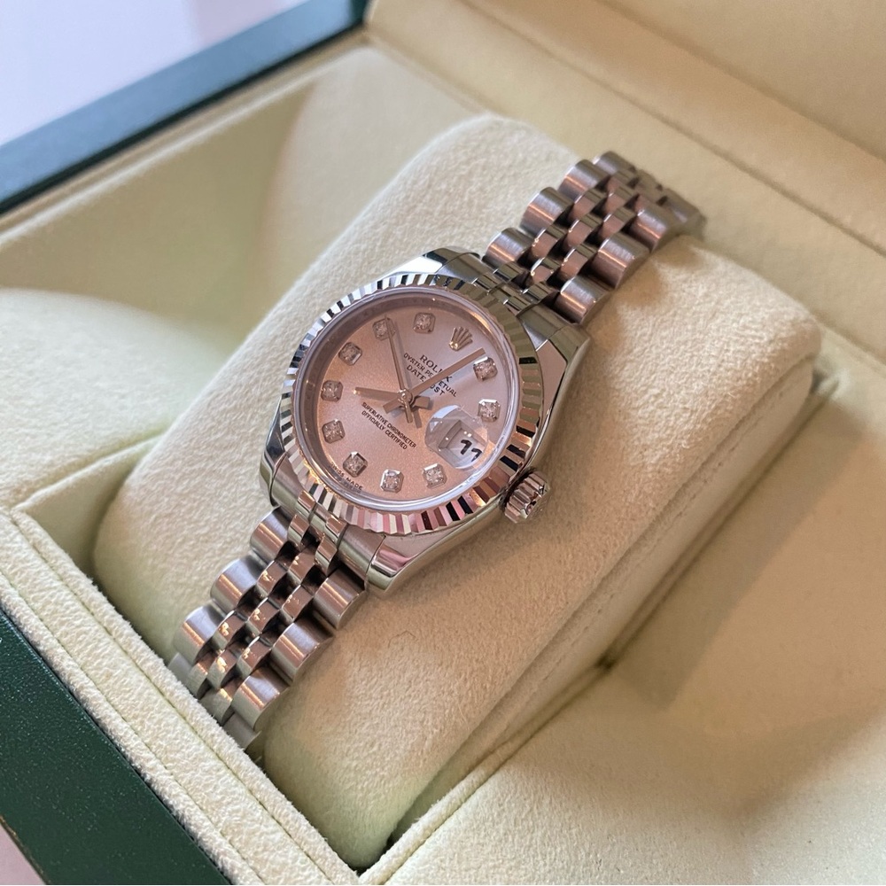 Rolex Lady Datejust 26 White Diamond Steel Watch